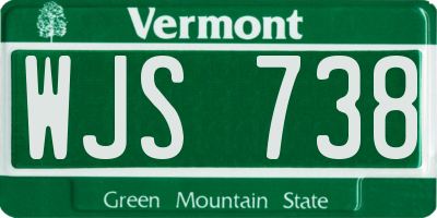 VT license plate WJS738