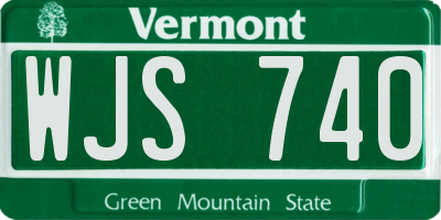 VT license plate WJS740