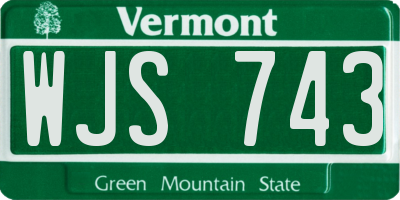VT license plate WJS743