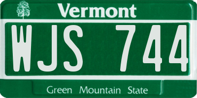 VT license plate WJS744