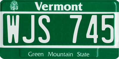 VT license plate WJS745