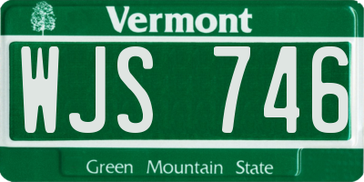 VT license plate WJS746