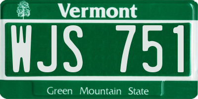 VT license plate WJS751