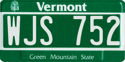 VT license plate WJS752