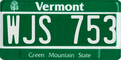 VT license plate WJS753