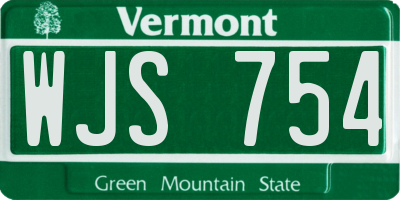 VT license plate WJS754