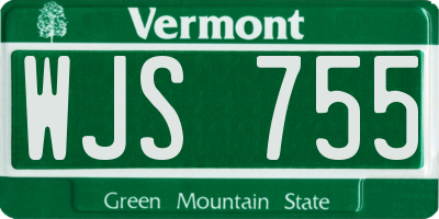 VT license plate WJS755