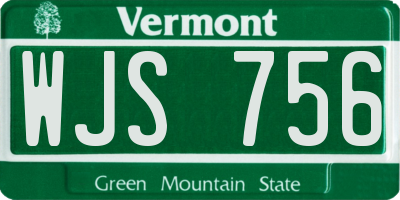 VT license plate WJS756