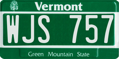 VT license plate WJS757