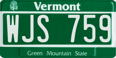 VT license plate WJS759