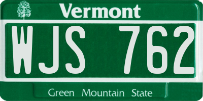 VT license plate WJS762
