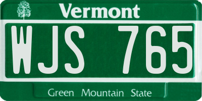VT license plate WJS765