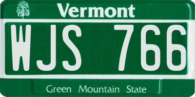 VT license plate WJS766