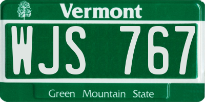 VT license plate WJS767