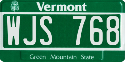 VT license plate WJS768