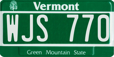 VT license plate WJS770