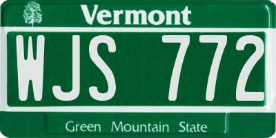 VT license plate WJS772