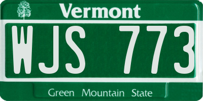 VT license plate WJS773