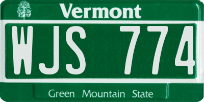 VT license plate WJS774