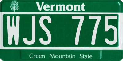 VT license plate WJS775