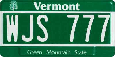 VT license plate WJS777