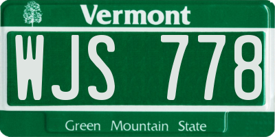 VT license plate WJS778
