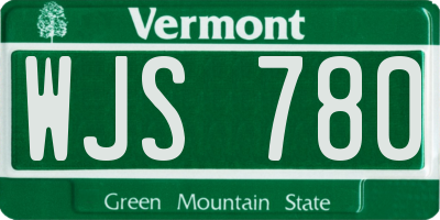 VT license plate WJS780