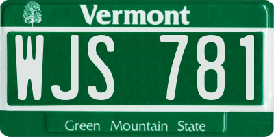 VT license plate WJS781