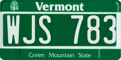 VT license plate WJS783