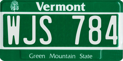 VT license plate WJS784