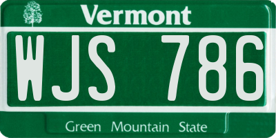 VT license plate WJS786