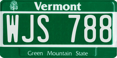 VT license plate WJS788