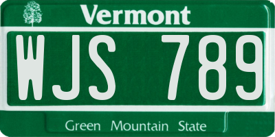 VT license plate WJS789