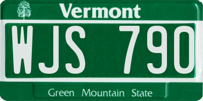 VT license plate WJS790