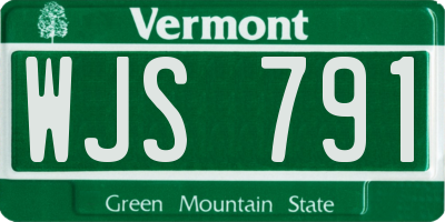 VT license plate WJS791