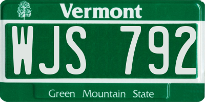 VT license plate WJS792