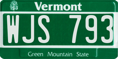 VT license plate WJS793