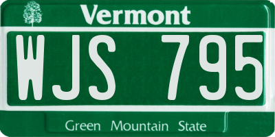 VT license plate WJS795