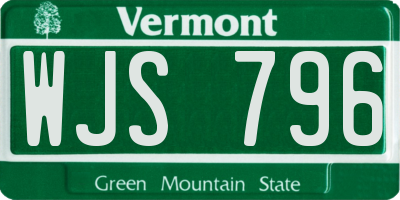 VT license plate WJS796