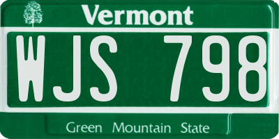VT license plate WJS798