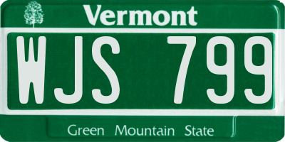 VT license plate WJS799