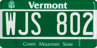 VT license plate WJS802