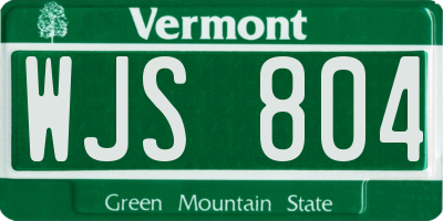 VT license plate WJS804