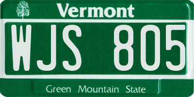 VT license plate WJS805