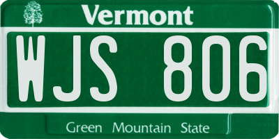 VT license plate WJS806