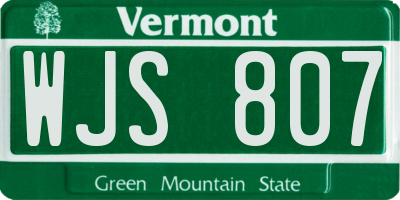 VT license plate WJS807