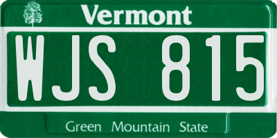 VT license plate WJS815