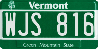 VT license plate WJS816