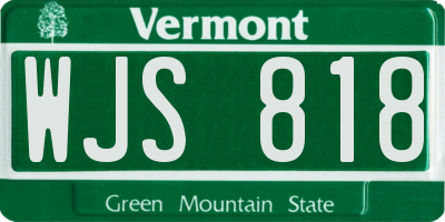 VT license plate WJS818