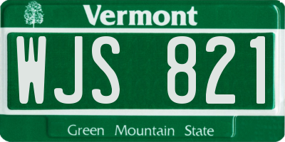 VT license plate WJS821